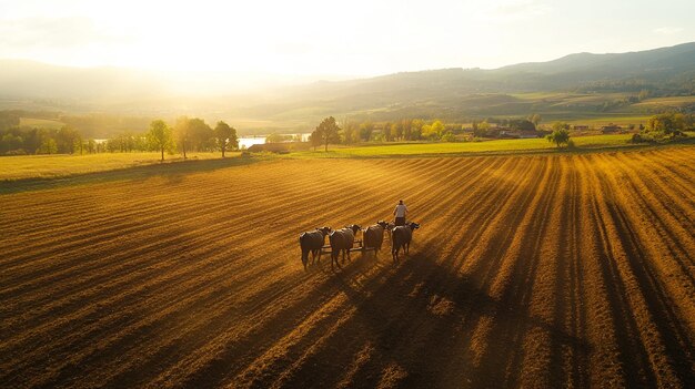 Photo farm life men working the land and embracing rural traditions