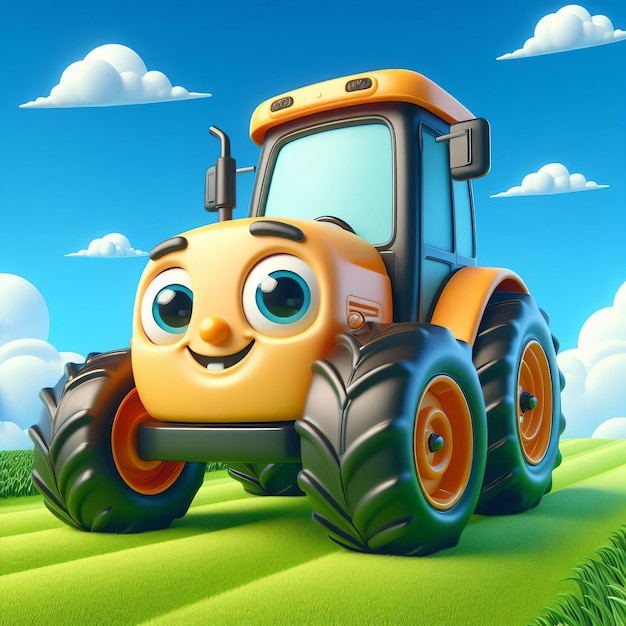 Photo farm tractor cartoon character