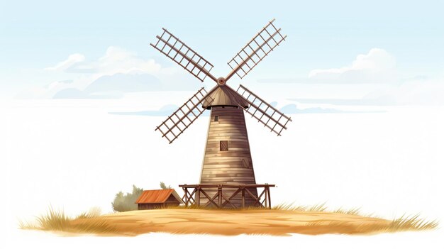 Farm windmill isolated on a white background