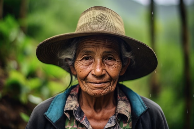 Farmer on arabica coffee plantation AI Generative