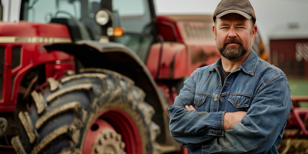 Farmer in front of a tractor Generative AI