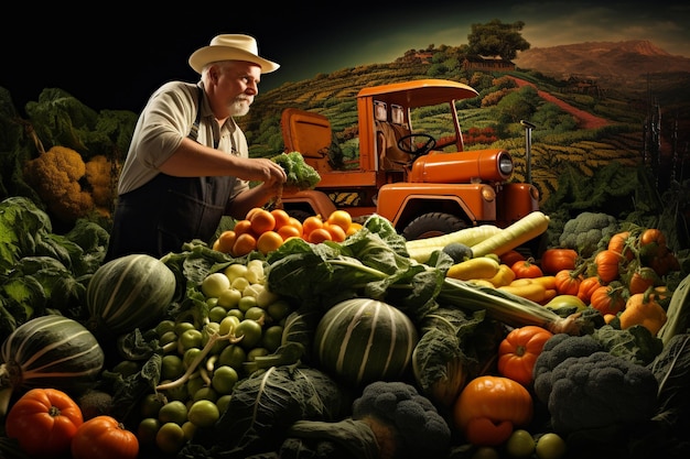 farmer harvesting fresh vegetables