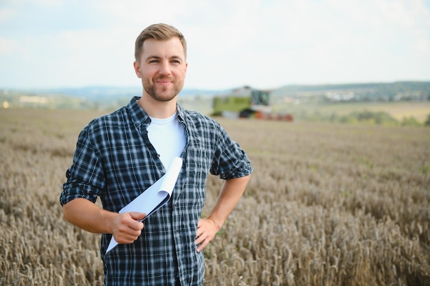 Farmer Standing In Wheat Field At Harvest