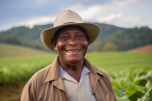 Farmer at tobacco field illustration by generative ai