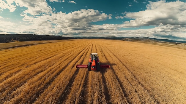 A farmer on a tractor in a field farming machinery