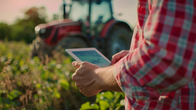 Photo the farmer using a tablet