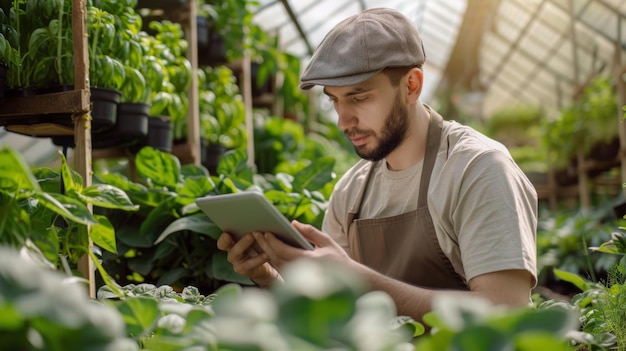 The farmer with tablet