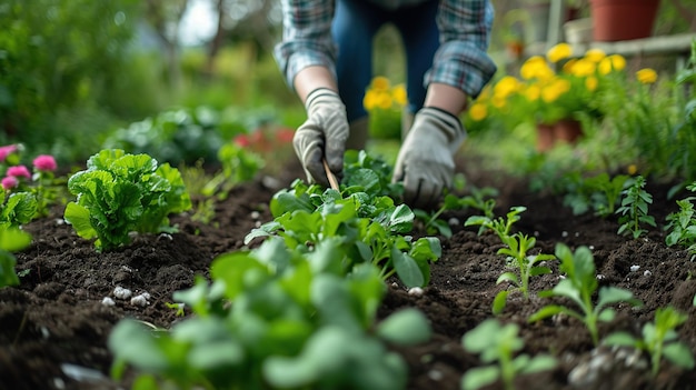 Farmer39s hands Sowing a vegetable garden Agriculture generative ai