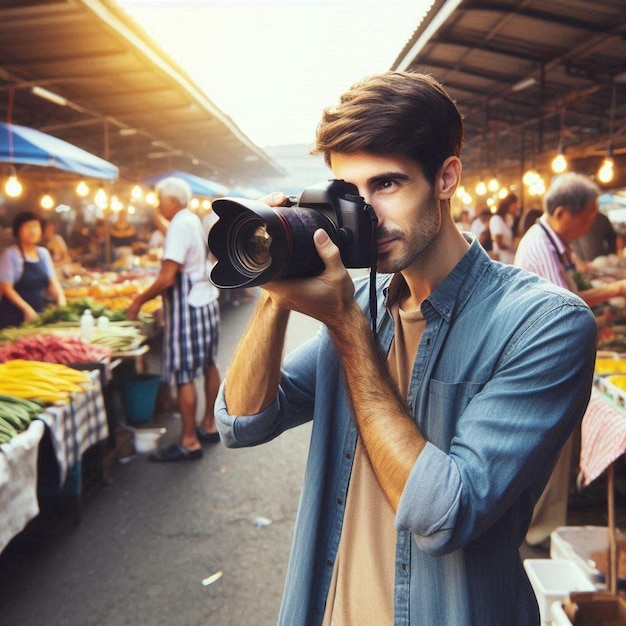 Photo farmers market bustle