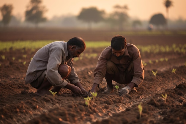 farmers plant vegetable seeds