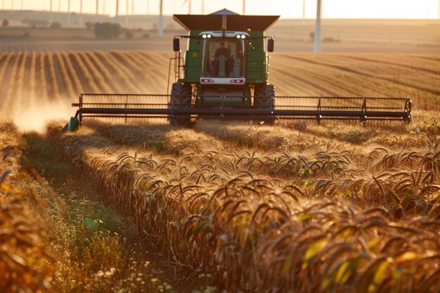 Farmers Utilizing Renewable Energy to Power Grain Farming Operations with Solar Panels and Wind Turbines