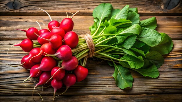 Photo farmfresh red radishes with leafy tops