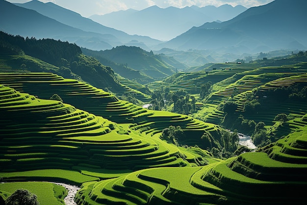 farmland green rice field nature photography top view