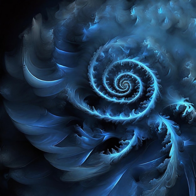 Fascinating abstract fractal blue smoke spiral background