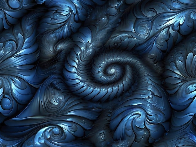 Fascinating abstract fractal blue spiral background