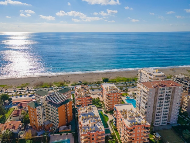 fascinating view of sea and coast with aerial drone