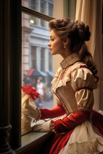 fashion 19th century Exquisite clothing style historical portraits exquisite girls and women antique jewelry dressed elegantly victorian The culture and authenticity of the 19th century