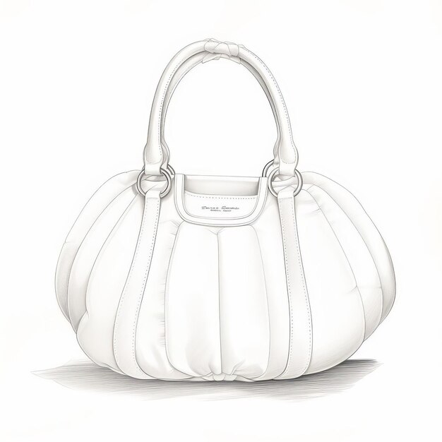 Photo fashion bag sketch white purse in perfume puffer style