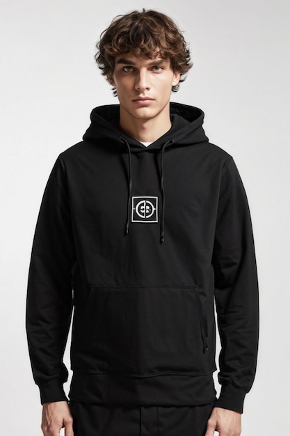 Fashion custom realistic mockup of black hoodie without 3D structure ai generating image