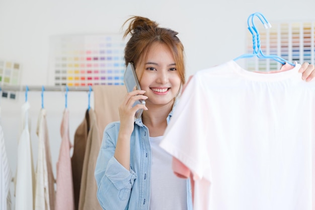 Fashion designer working in studio