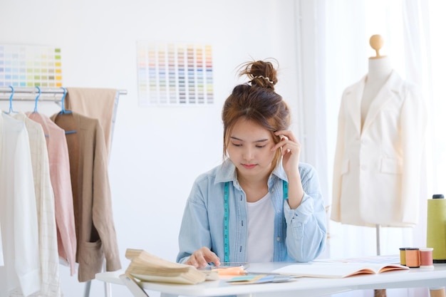 Fashion designer working in studio