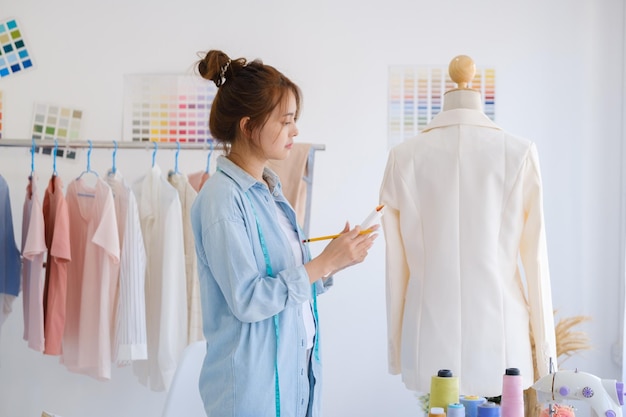 Fashion designer working in studio