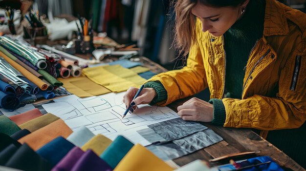 Photo fashion designer39s imaginative sketching process showcasing style and innovation