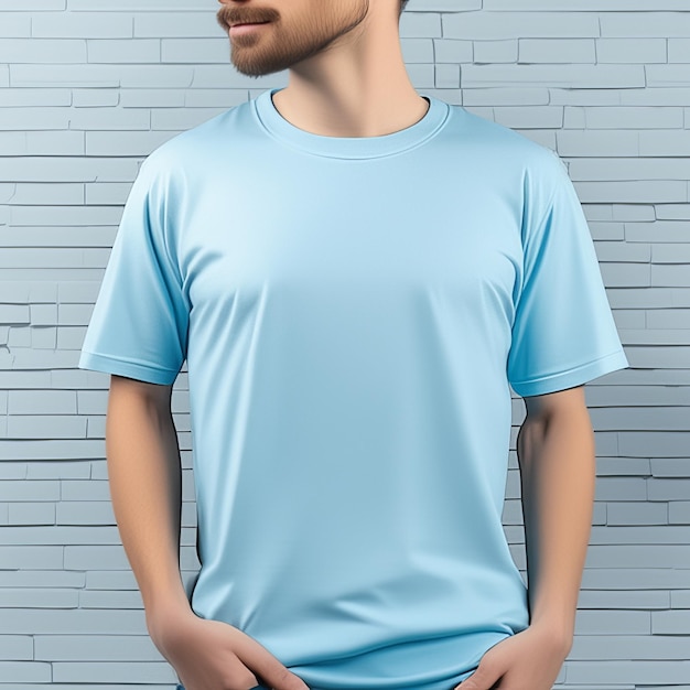 Photo fashion dress mockup clothing sky blue tshirt blank