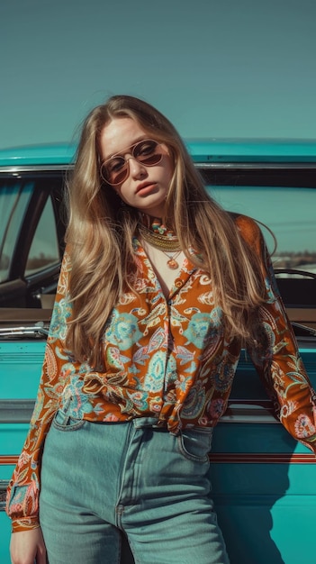 Photo fashion and everyday life in 1960s 1970s clothing specialty of nuance and individuality a nostalgic journey through retro chic essence of hippie fashion echoes in vintageinspired styles