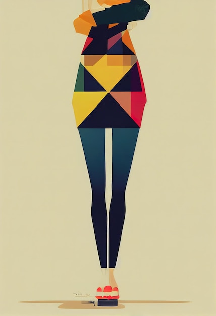 Fashion girl model abstract fashion art illustration