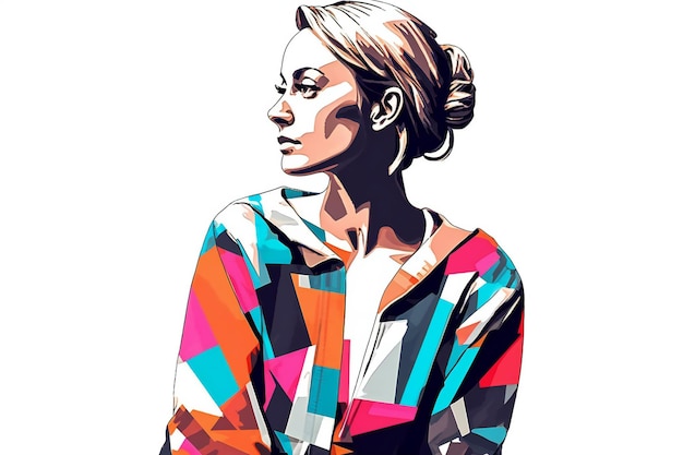 Fashion girl in sketchstyle illustration on white background