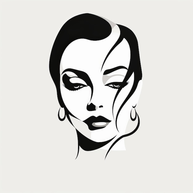 Fashion Girls Head Tattoo Design Logo Illustration