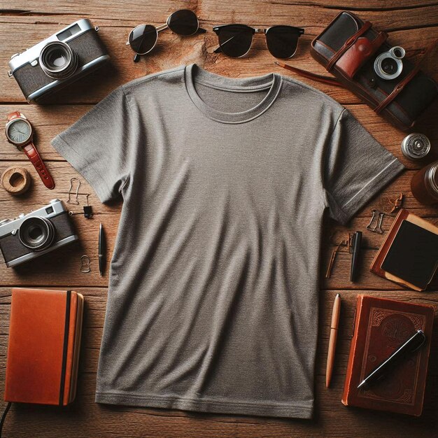 fashion gray plain tshirt mockup