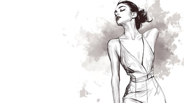 Photo fashion illustration of a woman in a stylish outfit