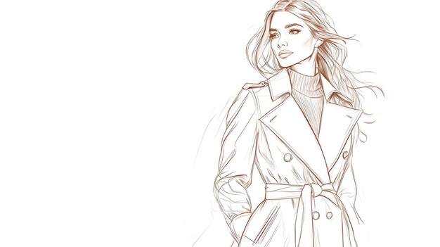 Photo fashion illustration of a woman wearing a stylish trench coat