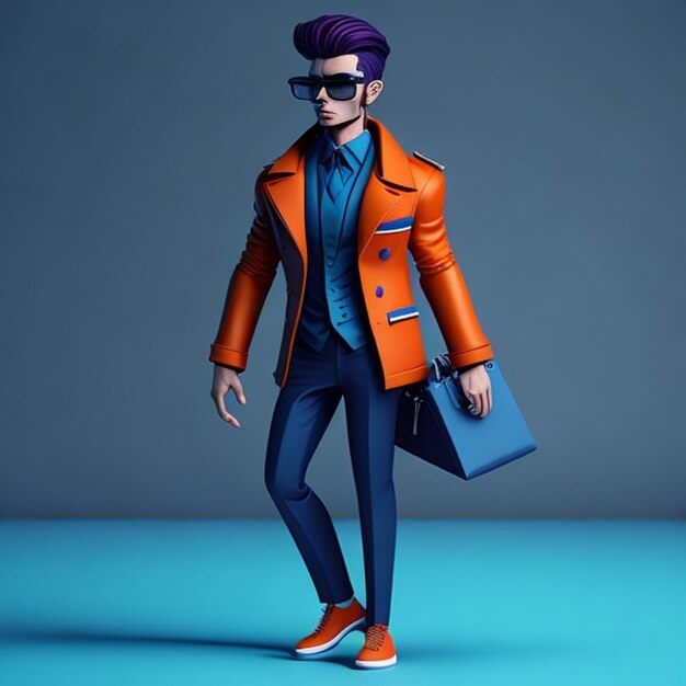 Photo a fashion man with avatar image cute style fashion man illustration