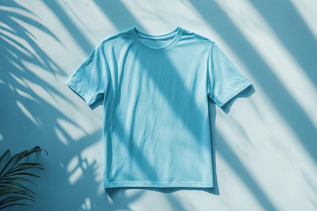 Photo fashion mockup sky blue tshirt blank