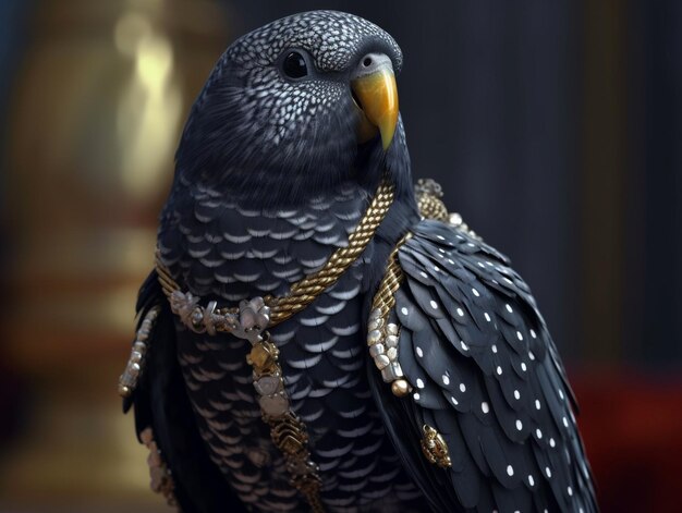 Fashion model bird in luxury jacket and tie Generative AI