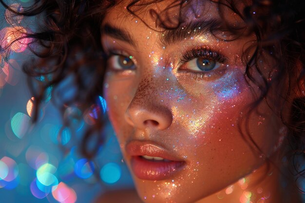 Fashion model with glitter makeup