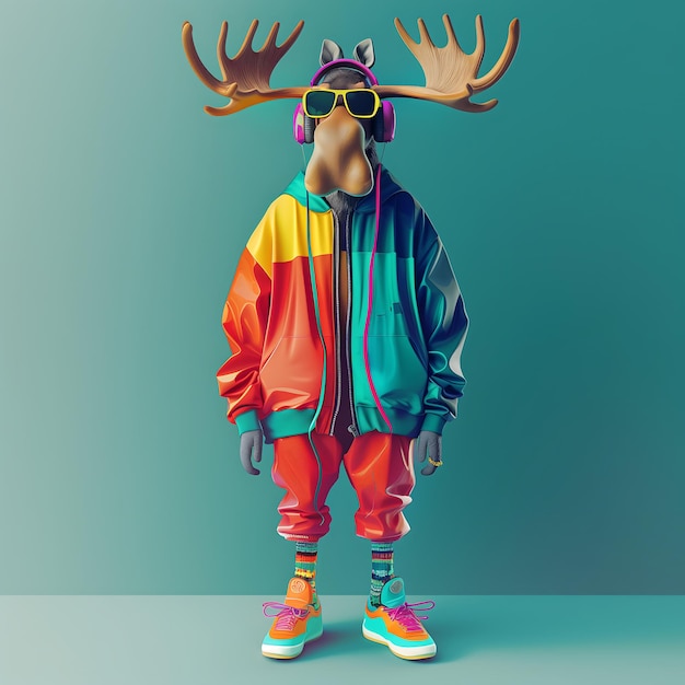 Photo fashion moose in 80s hip hop clothes