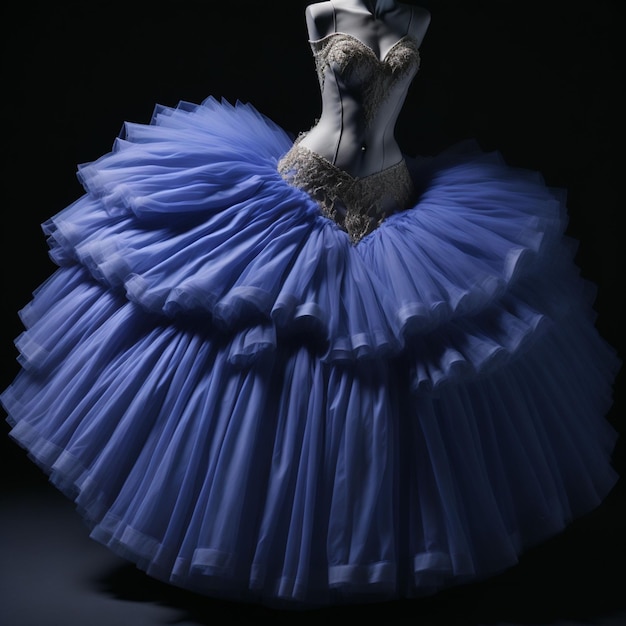 Fashion photo of a ballerina in a blue tutu