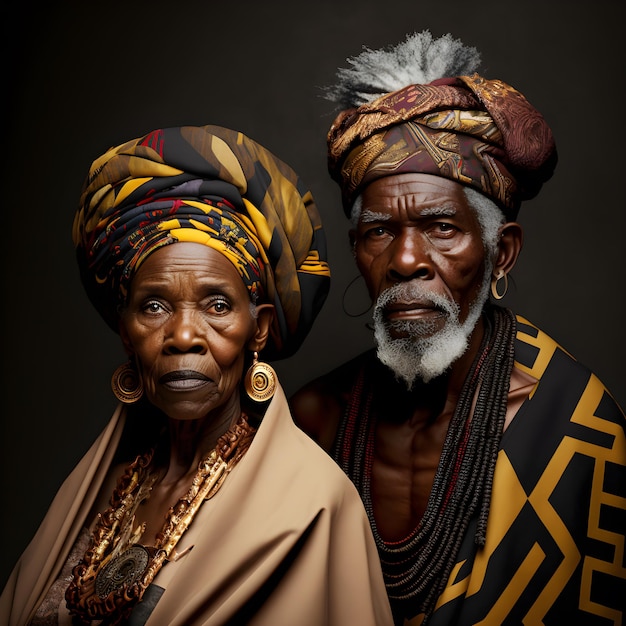 Fashion photography of black old couple for black month history, valentine's day, magazine cover