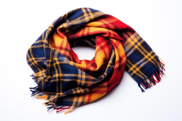 Fashion Plaid Scarf Isolated On White Background