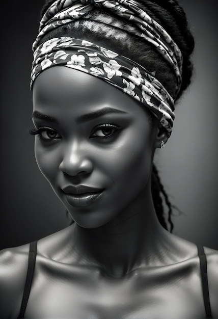 Fashion portrait of beautiful african american woman with headband