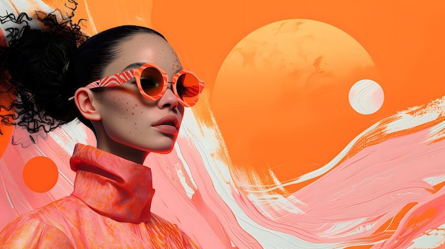 Fashion portrait with cosmic elements and vibrant tones