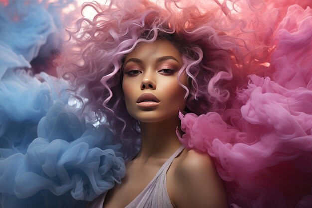 Fashion Portrait with Purple Smoke