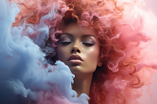 Fashion Portrait with Purple Smoke