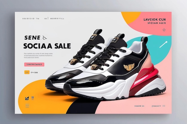 Fashion shoes brand product Social media banner post template Shoe ad Banner Design