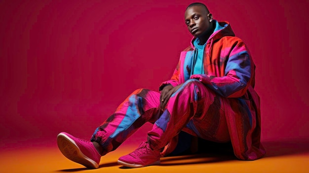 fashion shoot black male model pink colors