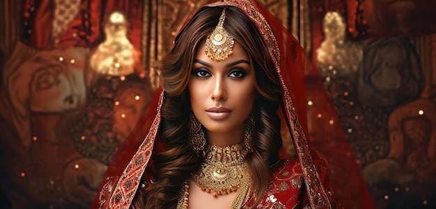 Fashion shot of a beautiful young woman in indian costume